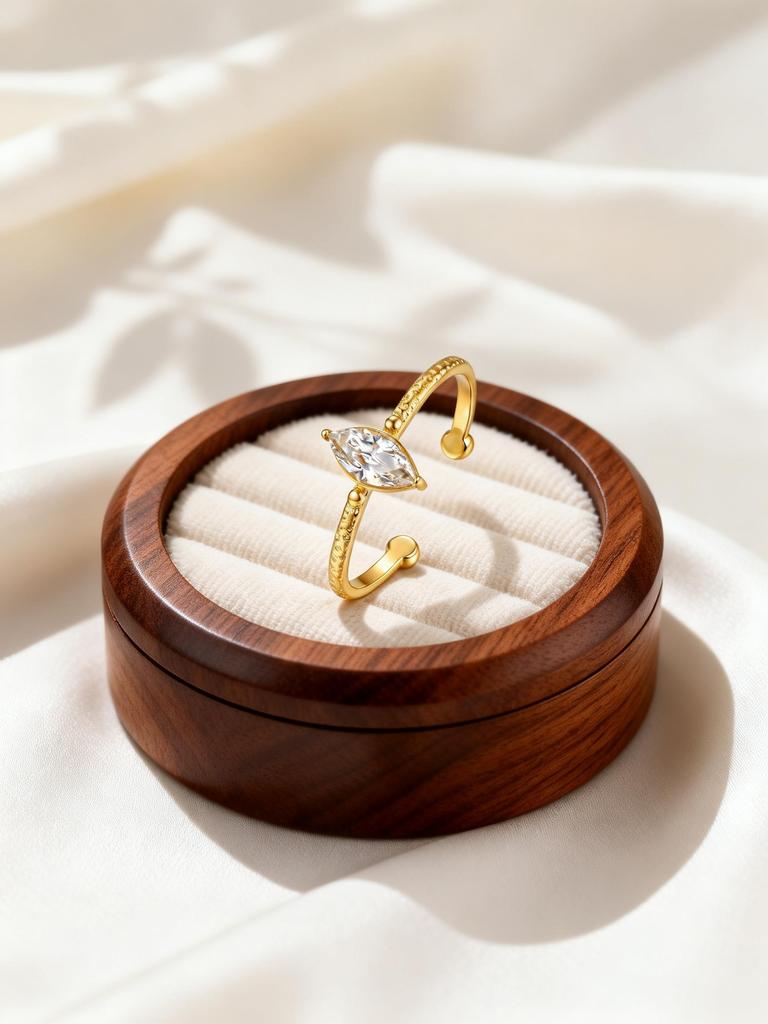 Anello Aperto Quadrato in Acciaio Inossidabile con Zircone Colore Oro Anelli Geometrici con Zirconia Cubica Gioielli Sottili per Feste Regali