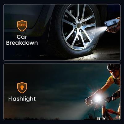 150PSI Electric Tire Pump with LED Light Bicycle Air Compressor USB Rechargeable Car Tire Inflator for Automobile Bicycle Ball