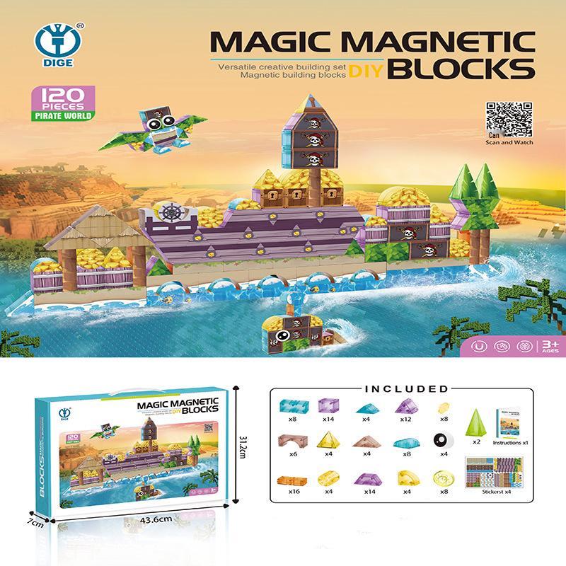 DiGe Geometric Magnetic Blocks - Building Blocks for Construction Vehicles & Castles - Children's Toys
