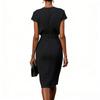 Damen Casual Temperament Kreuzknoten Rundhals Ausgeschnitten Kurzarm Kleid