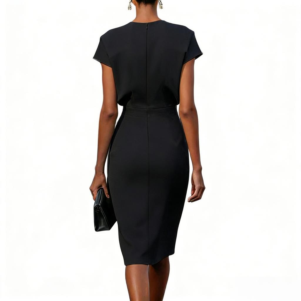 Damen Casual Temperament Kreuzknoten Rundhals Ausgeschnitten Kurzarm Kleid