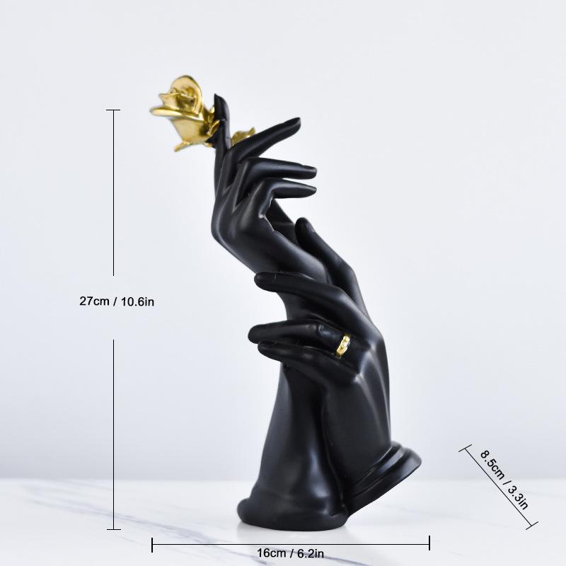 Nordic Gold Rose Resin Decorative Ornament for Cabinets and Living Spaces