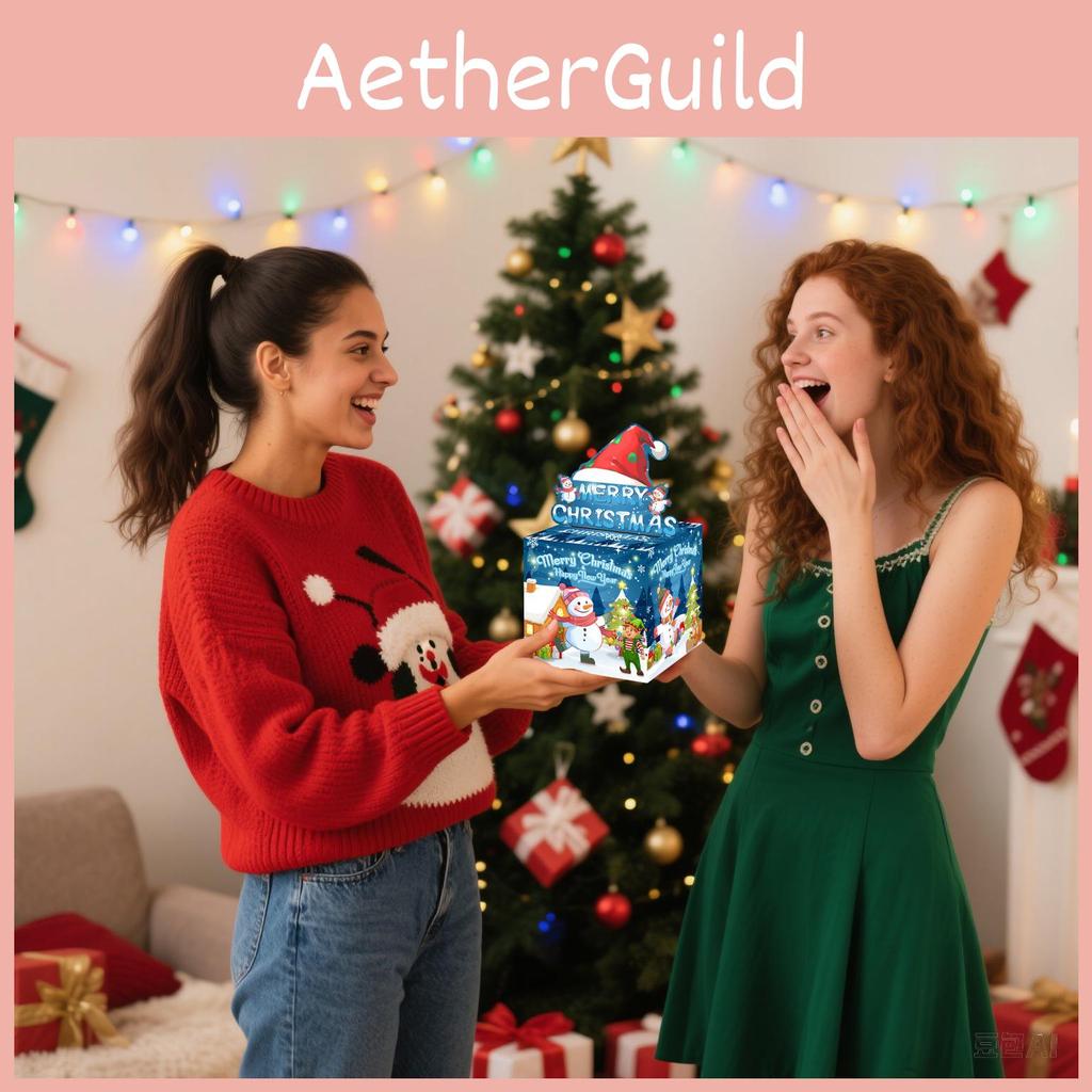 Weihnachten Blau Schneemann Geschenkbox mit Kartenhalter für Feiertags-Überraschungsgeschenk