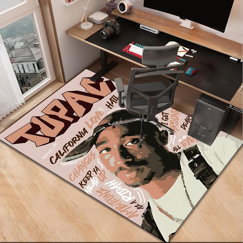 Rap Legend In Blue Office Rug Chair Mat, Game Carpet, Suitable for Front Door, Bedroom, Living Room, Desk, Holiday Gift