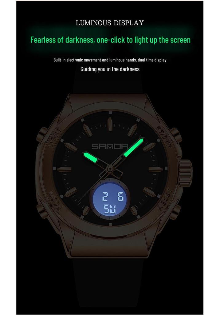 Orologio da donna Sanda Doppio Display: Multifunzionale, Luminoso, Impermeabile, alla Moda, Nuovo Modello con Sveglia e Timer per Studenti.