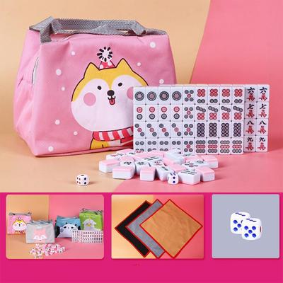 Mahjong Tiles Set (144 Tiles) with Storage Bag and Mat. Ultra-lightweight, Portable, for Home and Travel. Includes 2 Dice. Made of Resin Material. 24*