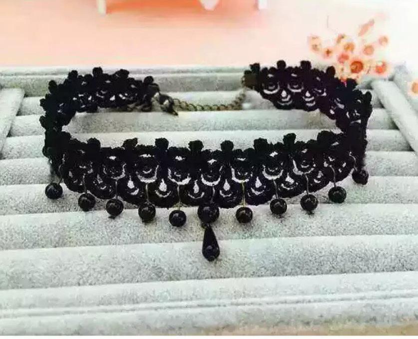 Handmade Black Lace Crystal Clavicle Necklace - European & American Popular Jewelry