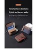 Retro Men's Color Block Leather Wallet with Zipper – Multi-functional Card Holder with Multiple Slots
