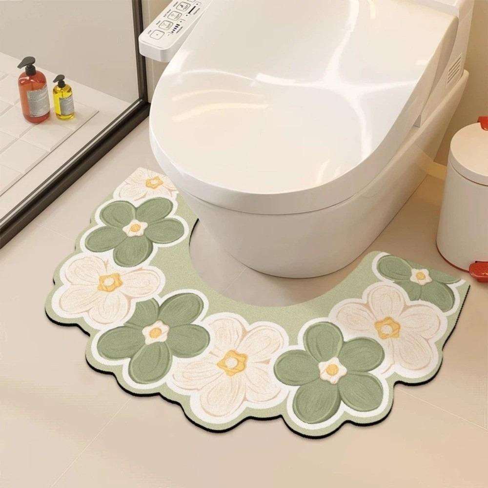 Quick Drying Toilet Mat Water Absorbing U-shaped Floor Mat Beautiful Door Mat Carpet Toilet Room