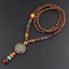 Handmade Nepal Buddhist Mala Bead Pendant Necklace Ethnic Wooden Bead Long Jewelry Gifts For Women