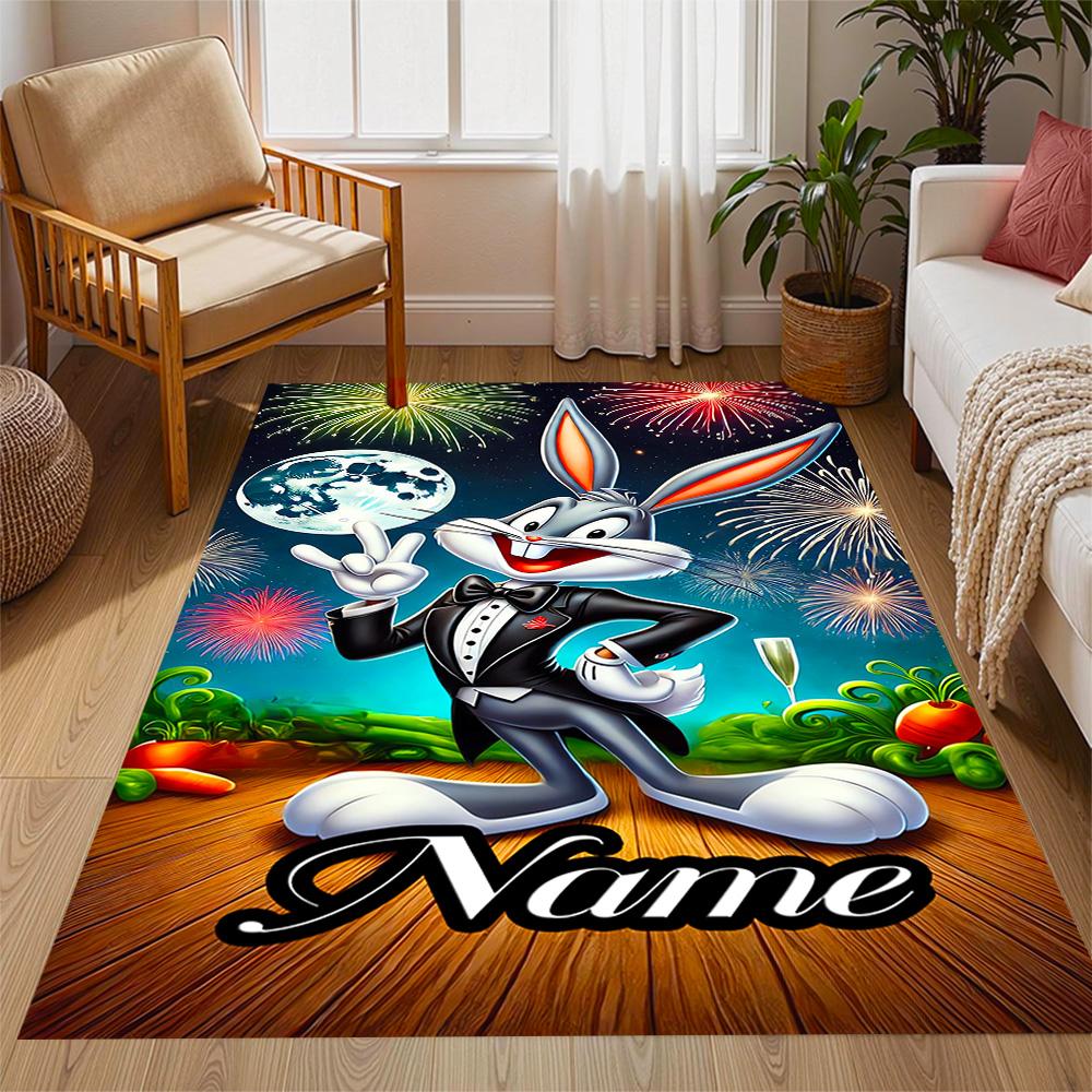 Looney Tunes: Name Frames Customize Text Floor Rug Office Rug Suitable for Dining Room Living Rooms Outdoor Kitchen Anti-slip Rug Office home decor
