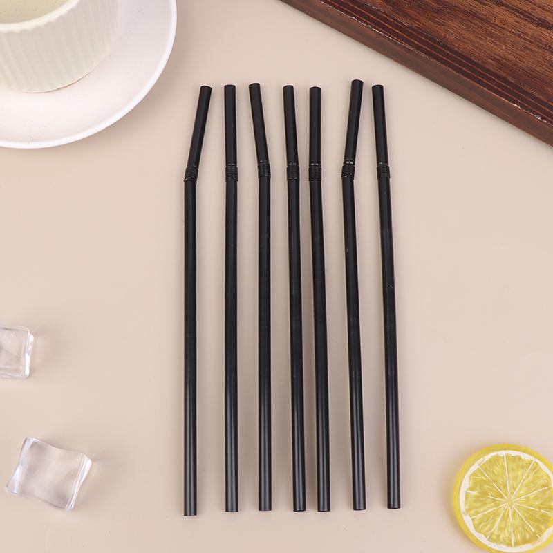 100Pcs Drinking Straws Black Flexible Wedding Party Supplies Drinking Straws Kitchen