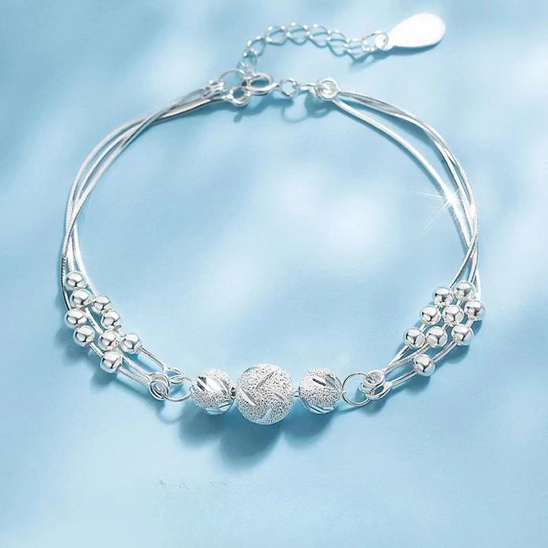 925 Silver Lucky Star Bracelet Women Retro Korean Design Double Layered Zircon Star Party Jewelry Beaded