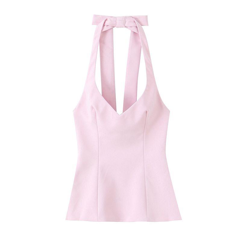 Kaslead New Women clothes Western Style Fashion Back Bow Neck Collar Top 7966889