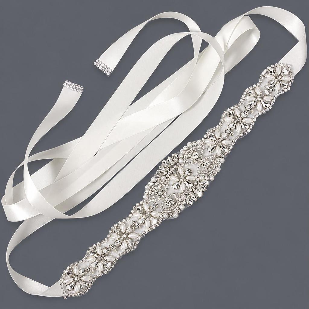 Elegant Silver Rhinestone Wedding Belt – Versatile High-End Dress Accessory for Fashion Shows and Performances