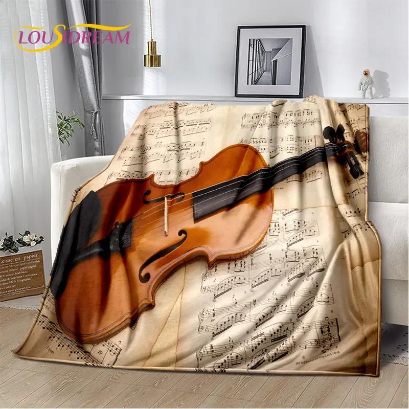Classical Violin Music Plush Throw Blanket Soft Flannel for Living Room Bedroom Bed Sofa Picnic Cover