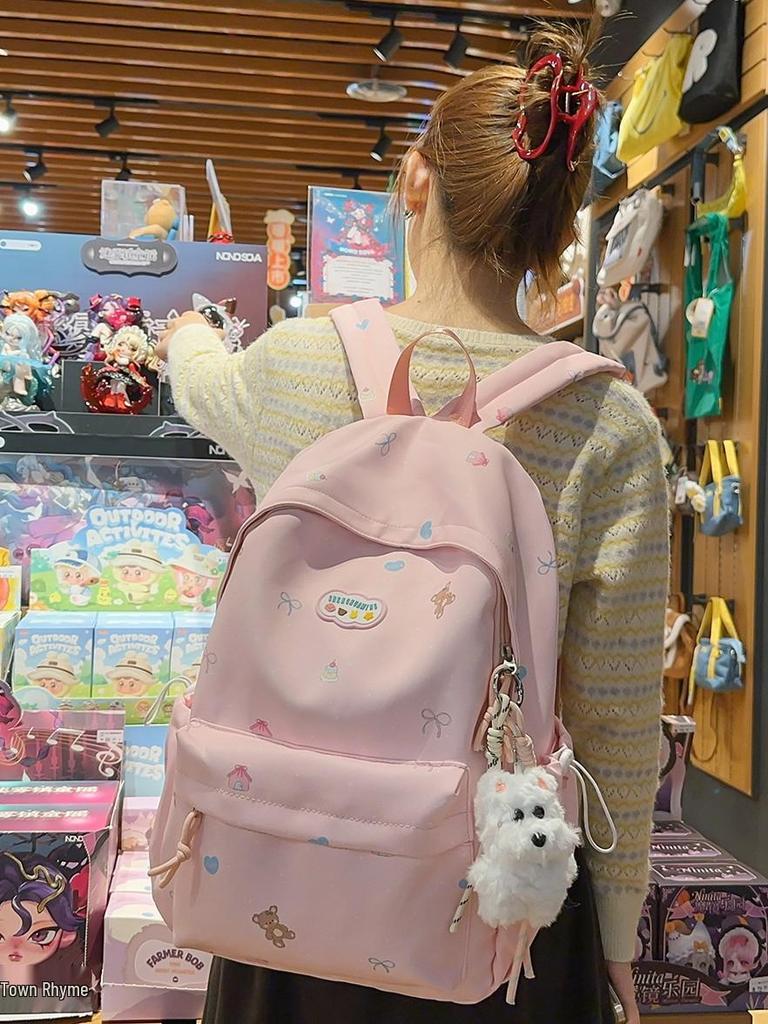 Sweet Girl Double Shoulder Backpack for Students - Cute, Large Capacity, Niche Design