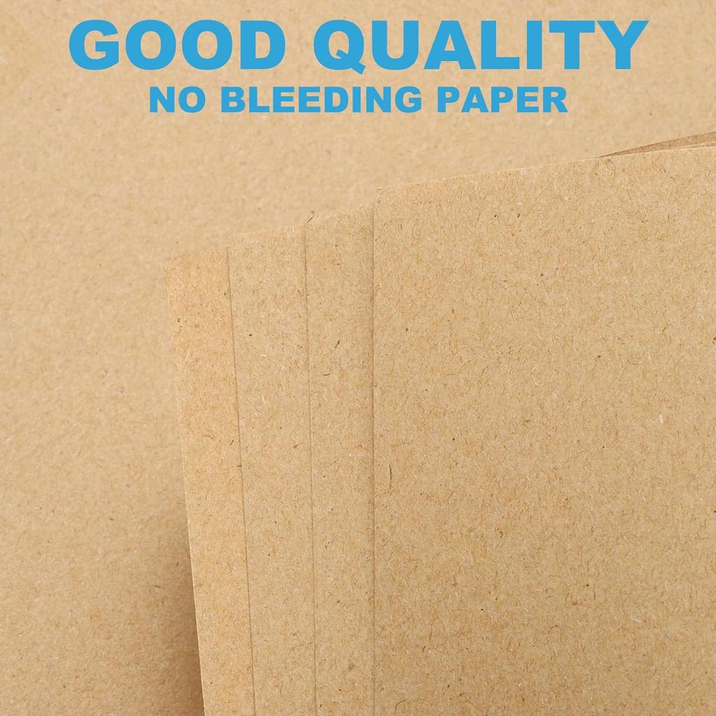 PATIKIL A7 Refill Paper, Unlined Blank Kraft Paper Refillable Paper 6 Hole Filler erts Loose Leaf Paper for 6 Ring Binder, 80 Sheets/160 Pages, Beige