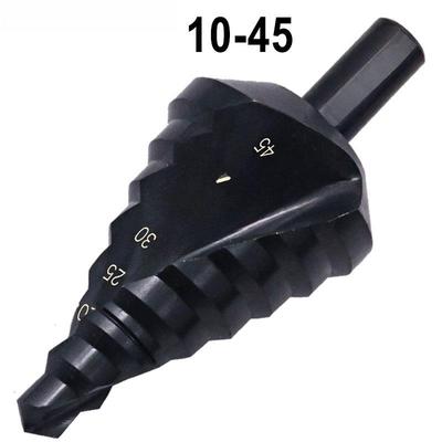 10-45mm Nitrided Spiral Groove Step Drill with Triangular Handle for Electric Drill
