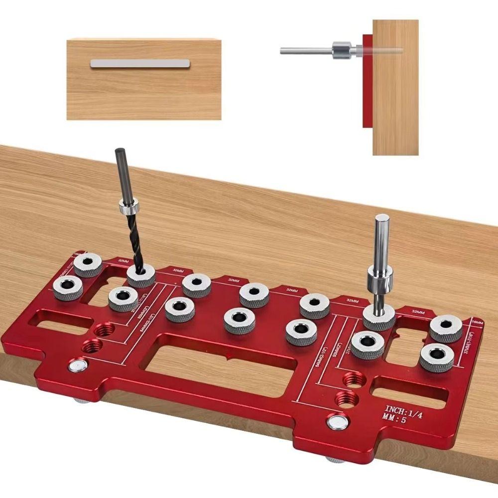 Precision Handle Pitch Punch Hole Locator Wear Resist Aluminum Pocket Hole Jig Kit  Cabinet