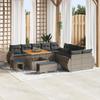 13-piece Garden Sofa Set with Grey Poly Rattan Acacia Cushions, 3-piece Garden Dining Set 3363878
