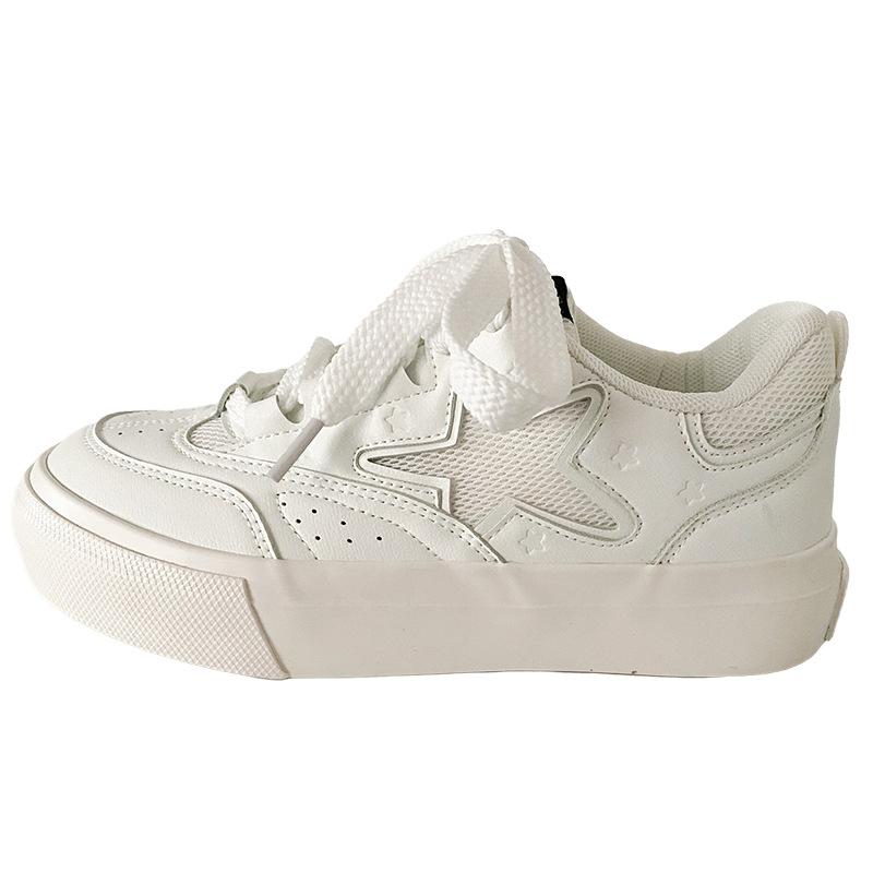 

B-9397 латексная стелька, звездная платформа, белые туфли, женская обувь с круглым носком, оригинальный дизайн 2025 года, новые туфли для доски 35 белый