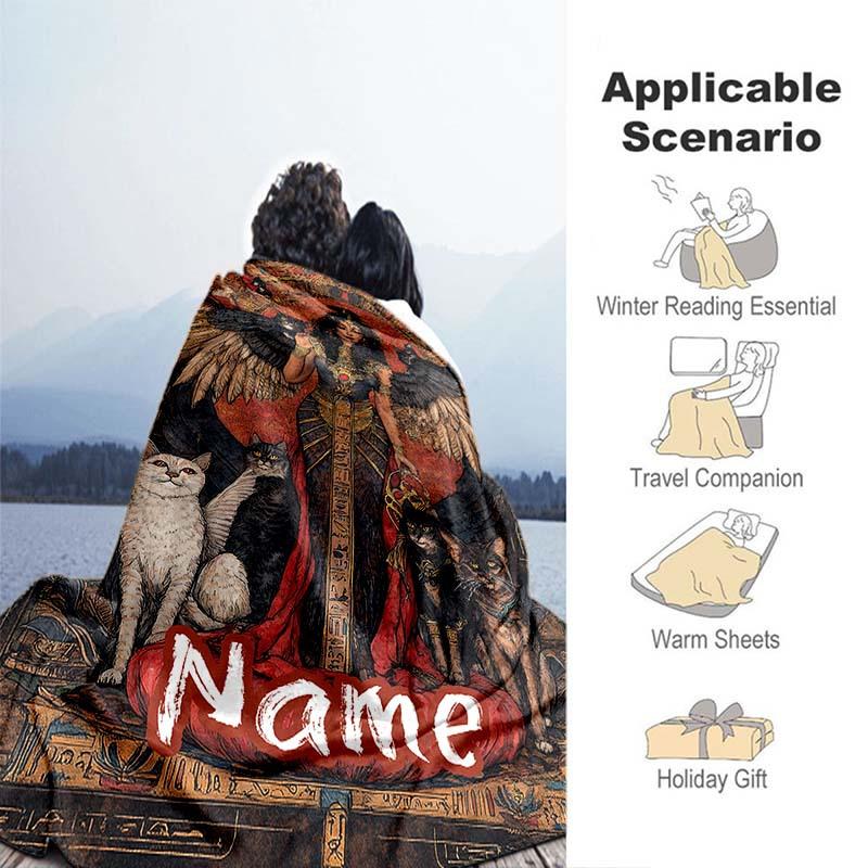 Egyptian Theme Customize Your Name Blanket Warm Comfortable Soft Blanket For Chair Office Sofa Bed Sofa Office Camping Suitable For Gifting Relatives