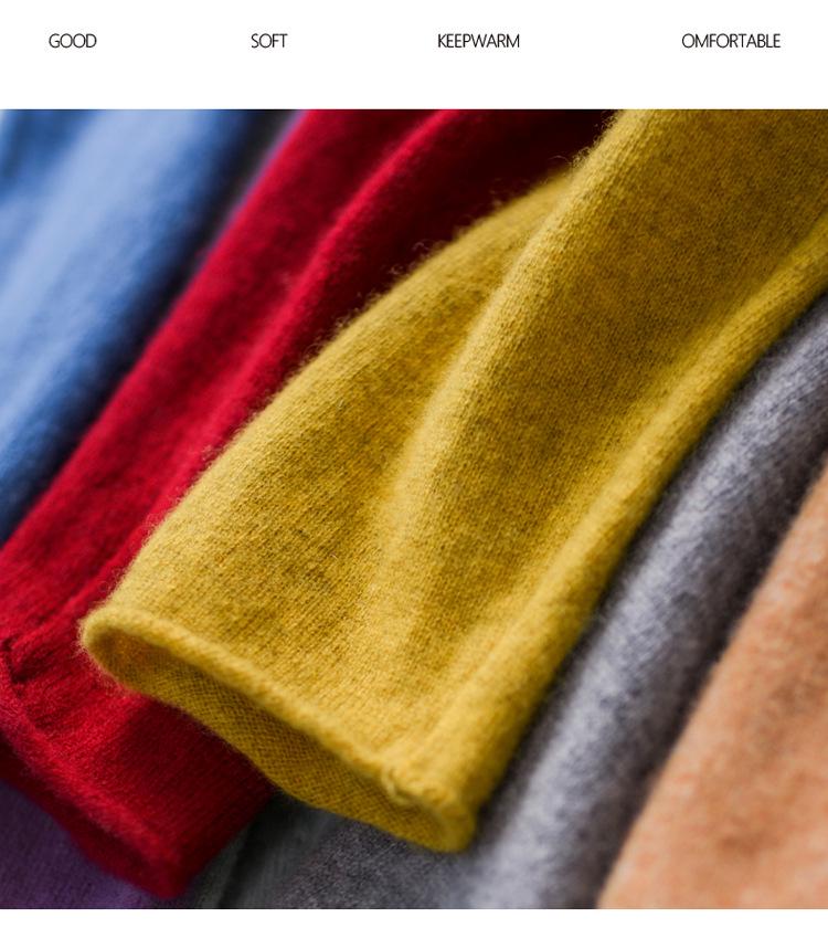 Women's 100% Pure Wool Turtleneck Sweater - Fashionable Autumn/Winter Knitted Cashmere Base Layer Top