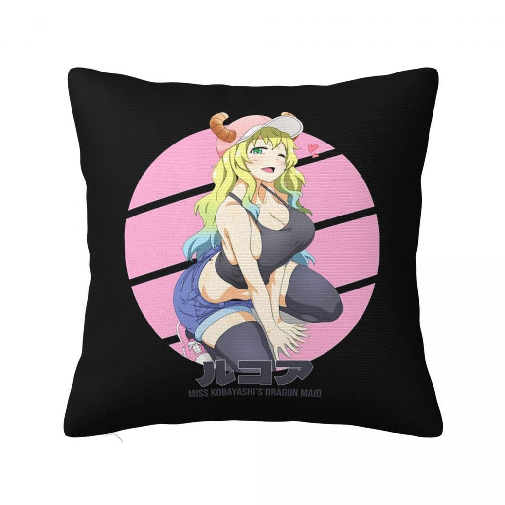 Anime Miss Kobayashis Dragon Maid Square Pillowcase Cushion Cover Pillow Case Throw Pillow Cover for Home Bedroom Car