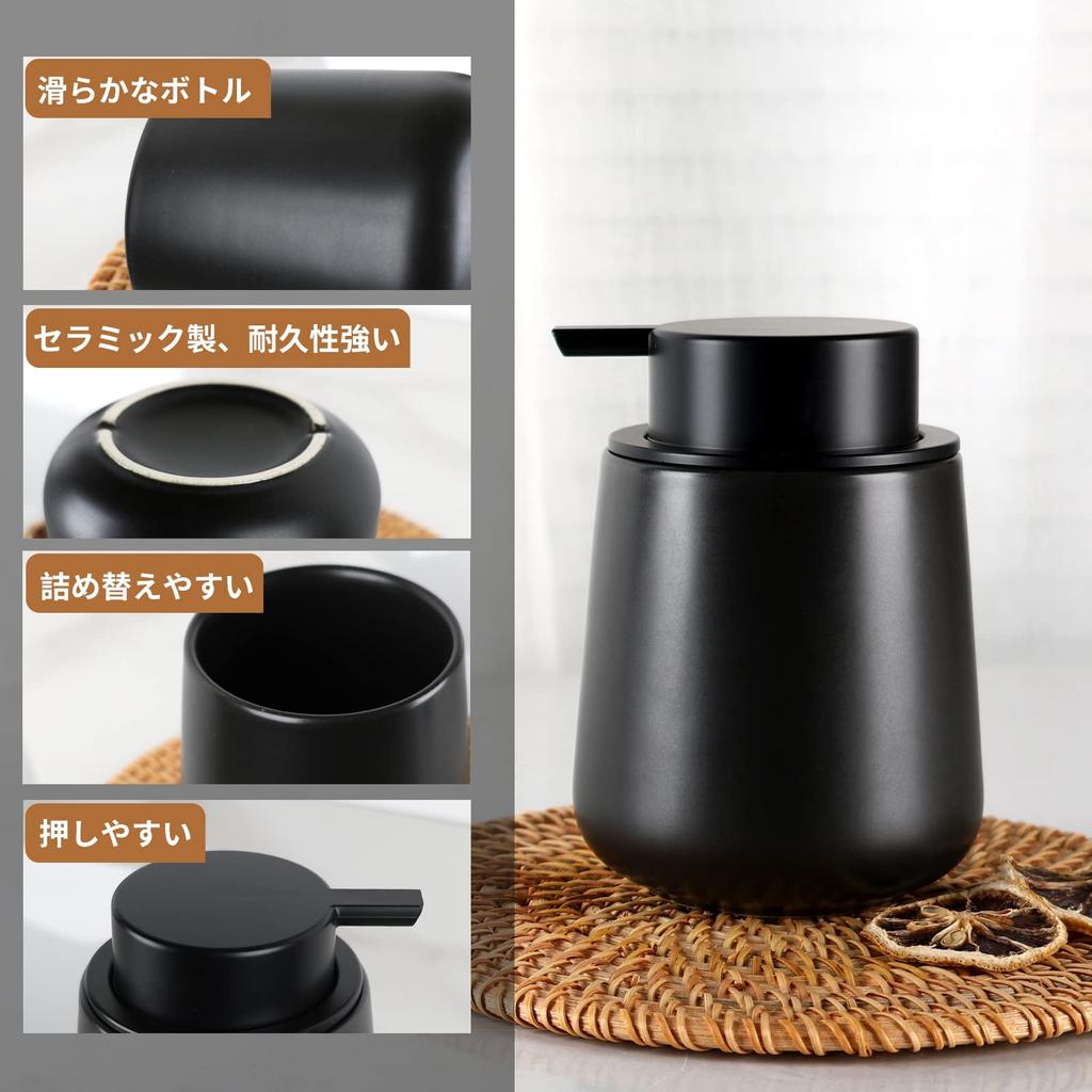 Umlaca Foaming Ceramic Hand Soap Dispenser, Stylish Manual Refill, Wide Mouth, Press-Type Foaming Detergent Bottle, Suitable for Kitchen, Bathroom,