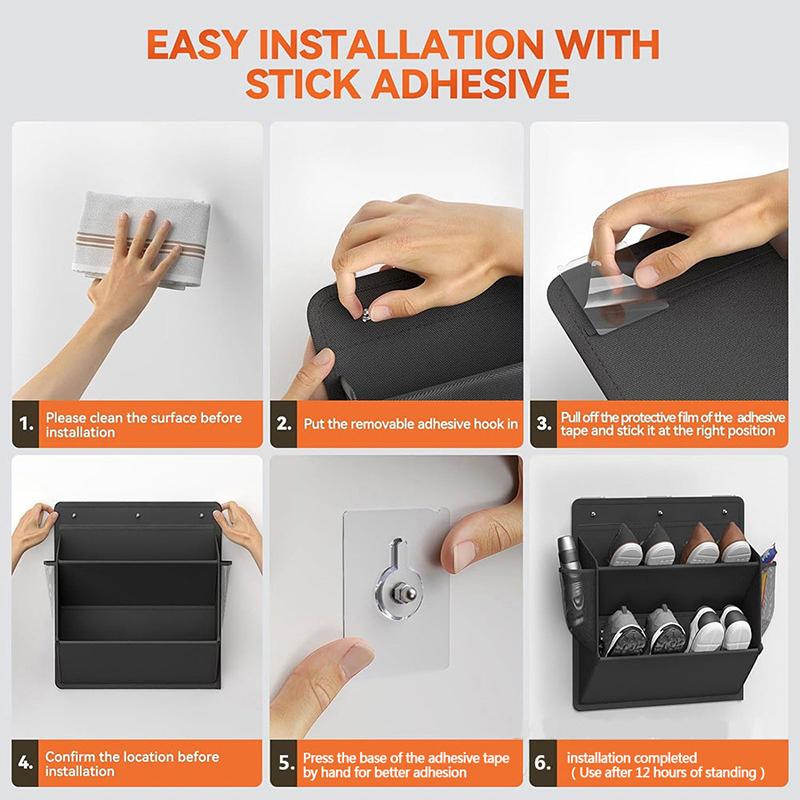 RV Skosoppbevaring Med Selvklebende Tape Dørskohylle Med Store Dype Lommer Egnet For Bobiler Smal Plass Garderobeoppbevaring