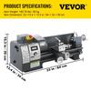 Aktualisierte 750W Mini-Metall Drehmaschine 8x16 Zoll Metall Drehmaschine mit Luxus-Zubehörkasten, 50-2500 U/min Stufenlos Variable Geschwindigkeiten MT3 Spindelkonus Metall Drehmaschine