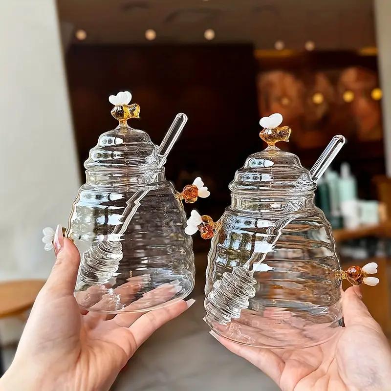 Glass Honey Jar with Lid & Stirrer – Creative Honey Pot for Home Use