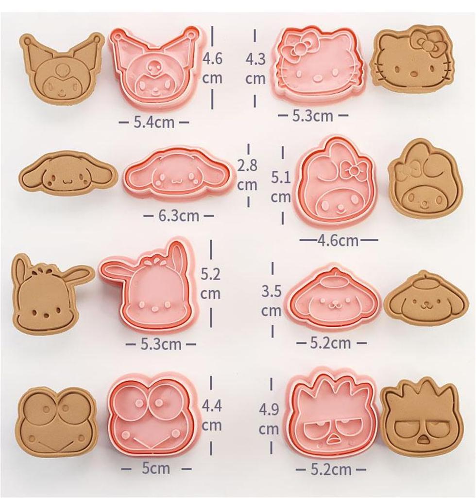Set of 8 Sanrio Cookie Cookie Cutters for DIY Perfect for Lunch and Handmade Popular Birthday Christmas and Small Gifts Cookie Men's Molds. Biscuits,