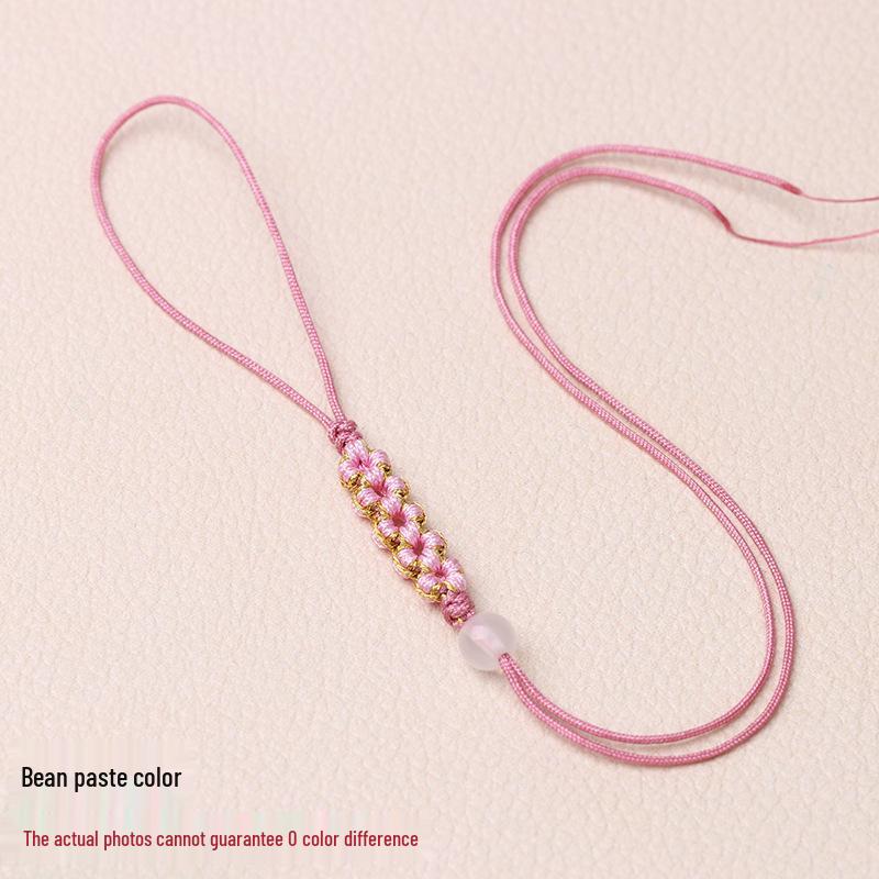 Peach Blossom Knot Phone Chain & Bag Pendant - Handmade Woven Jewelry Lanyard
