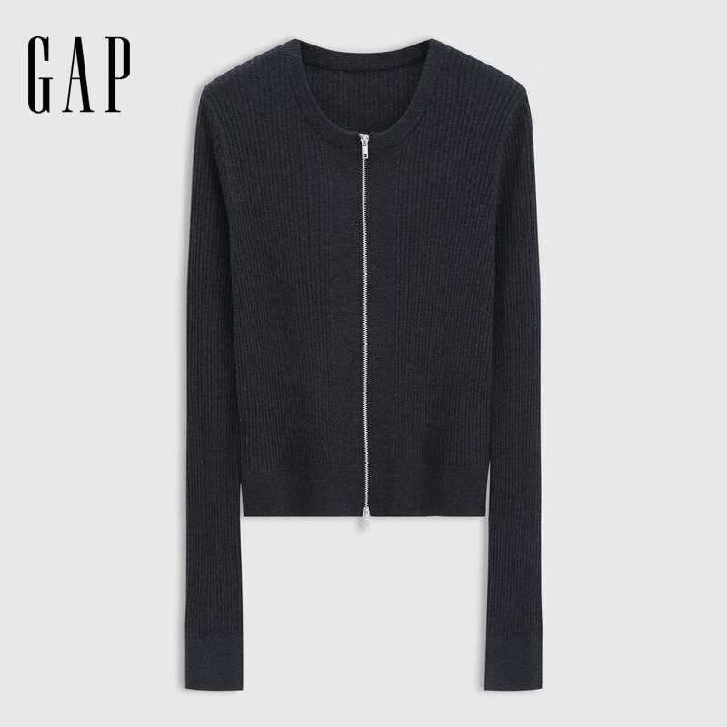 

Women s Round Neck Double-Zipper Sweater Cardigan M (165/88A) Asian Size