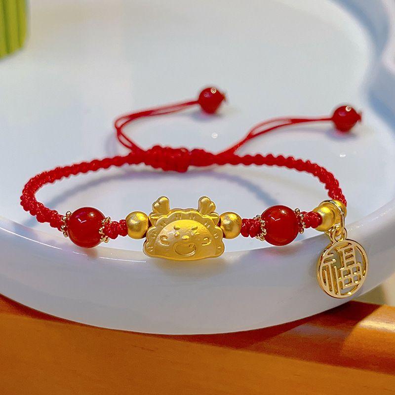 New Chinese-style Red Rope Bracelet for The Year of The Dragon Female Yilong Steamed Dumpling Dragon High-grade Jewelry