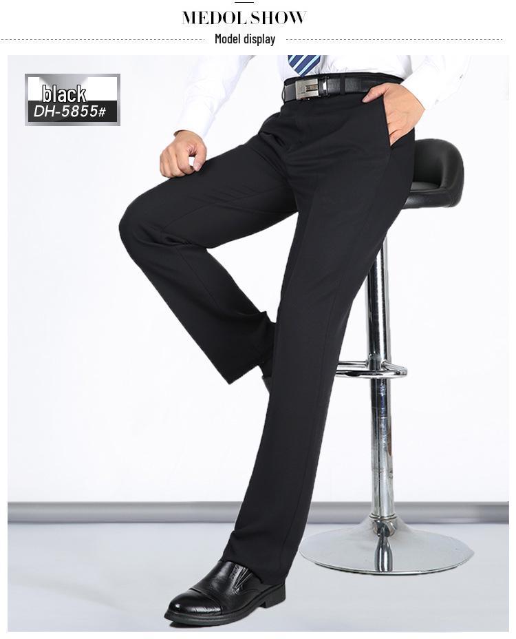 Men's Premium Non-Iron Business Casual High-Waisted Straight-Leg Suit Pants for Spring/Summer