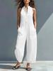 Casual Women's Sleeveless Stand-Collar Pocket Jumpsuit