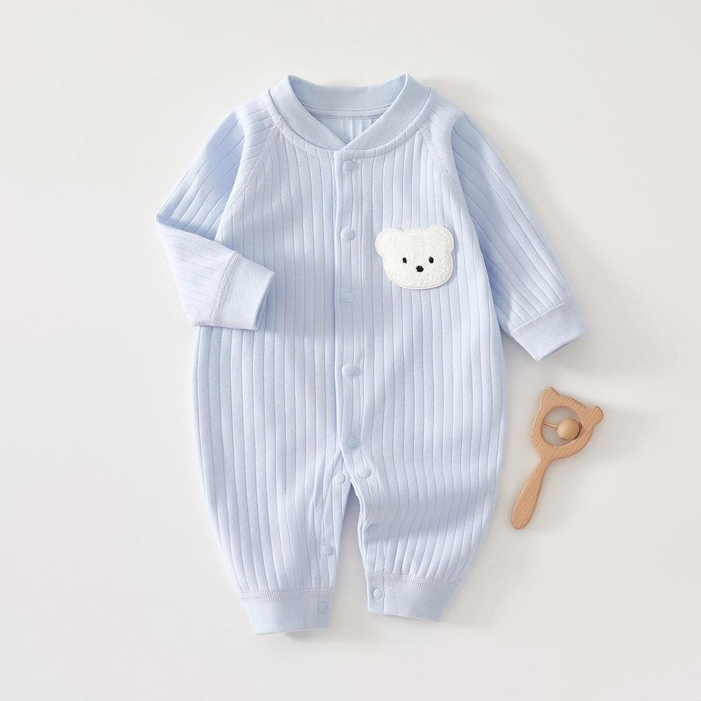 Autumn/Winter Pure Cotton Baby Romper – Long Sleeve Boneless Newborn Onesie for Spring