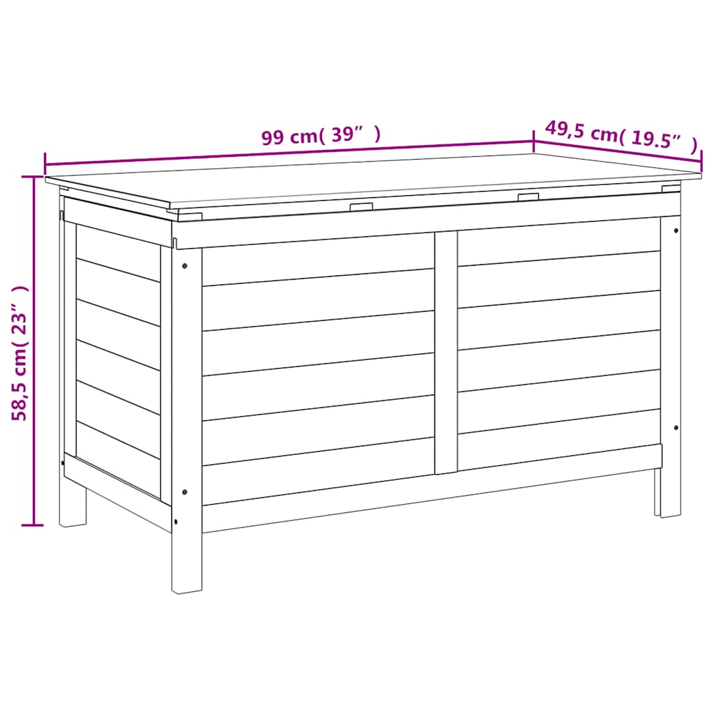 Vidaxl Skrzynia Ogrodowa, 99X49,5X58,5 Cm, Lite Drewno Jodłowe