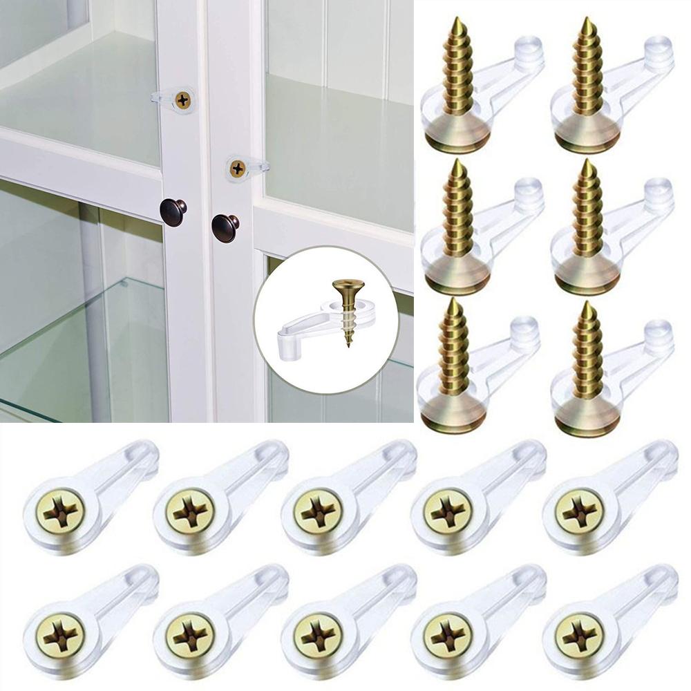 Mirror Clips Transparent Plastic Glass Panel Retainer Clips Cabinet Door Clips Cabinet Door Accessory For Cabinet Doors Kitchen