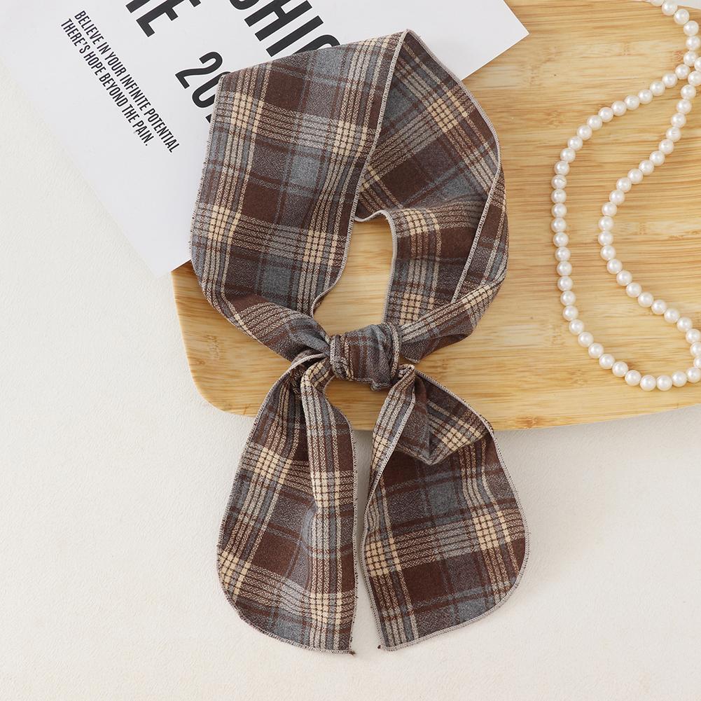 British Cotton Skinny Plaid Scarf Trendy Fashionableable Outfit Hairband Necktie Scarf Small Shawl Headscarf Neck Protection Scarf 11X120Cm 11x120cm