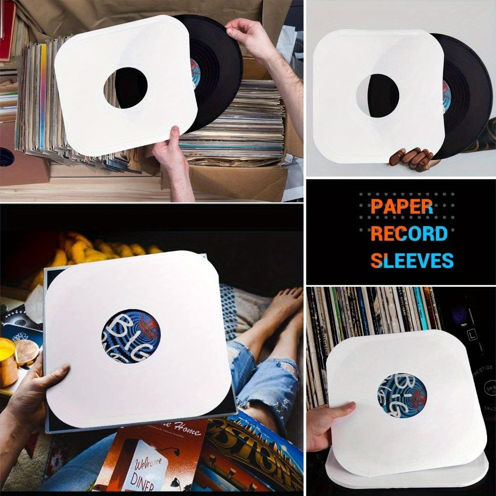 White Kraft Paper Vinyl Record Protective Covers - LP Record Jackets 12inch with Round Corner for Storage