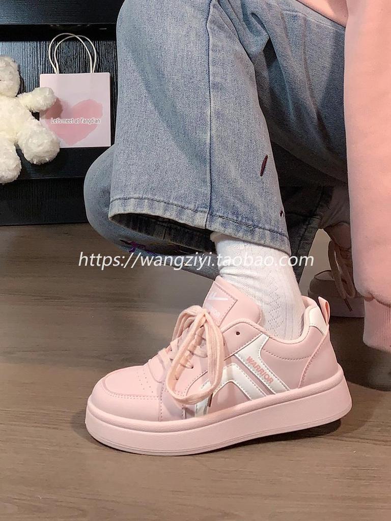 Warrior 2025 Women's Pink Canvas Sneakers: Retro Hong Kong Style, Thick Sole, Breathable, Versatile Casual Design
