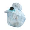 Door Fan Anti-UV Solar Fan Cap Breathable 300MA Current Sun Cap Long Sun Shield Floral Design Cooling Fan Hat Outdoor Activities