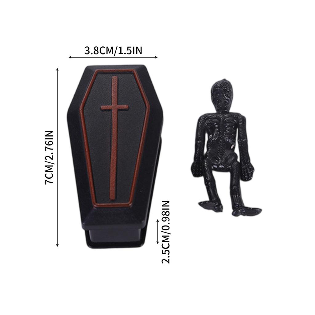 1set Miniature Coffin Skeleton Ornaments Halloween Decoration Prank Props For Parties Spooky Home Decor Fun Halloween Decor