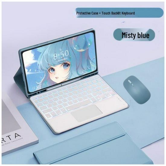 Compatible iPad Air 7th Gen Leather Case with Colorful Backlit Bluetooth Keyboard & Touchpad (10.9")