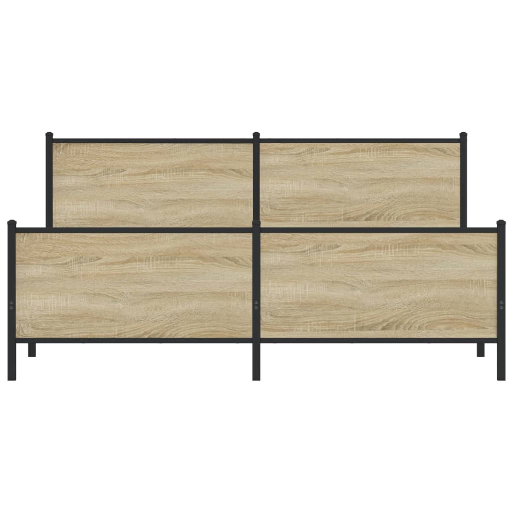 Metal Bed Frame without Mattress Sonoma Oak Finish 193 x 203 cm