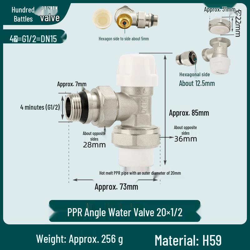All-Copper 4-Point PPR Thermostatic Angle Valve for Radiator & Underfloor Heating